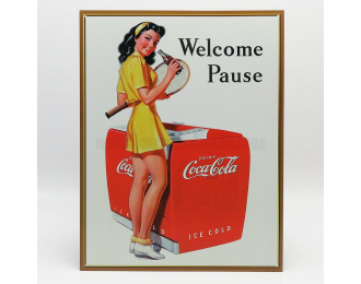 ACCESSORIES Metal Plate - Coca-cola Welcome Pause, White Yellow Red