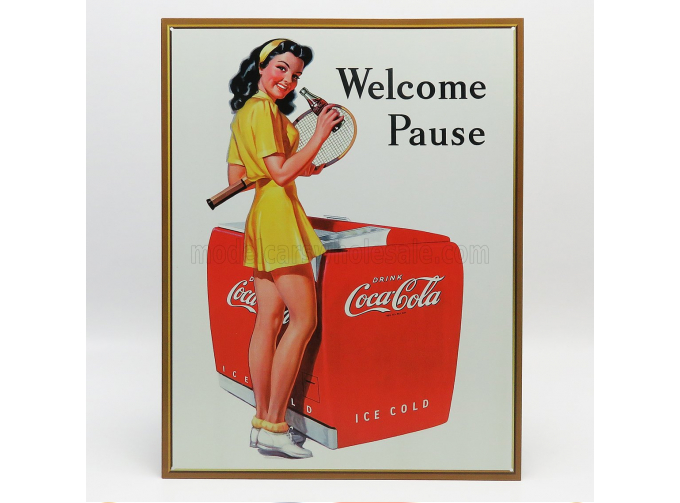 ACCESSORIES Metal Plate - Coca-cola Welcome Pause, White Yellow Red