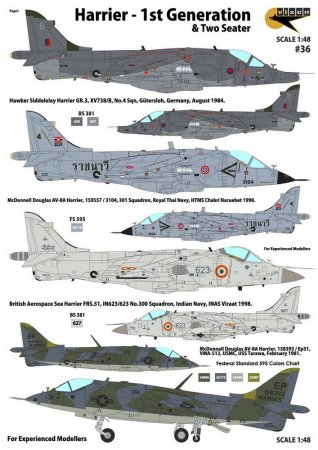 Декаль Harrier - 1st Generations & Two Seater (UK, Thailand, India, USA, Spain - 6 Markings)