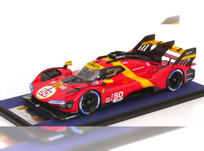 FERRARI 499p 3.0l Turbo V6 Team Ferrari Af Corse №50 Launch Version Season (2023) - Con Vetrina - With Showcase, Red Yellow Black