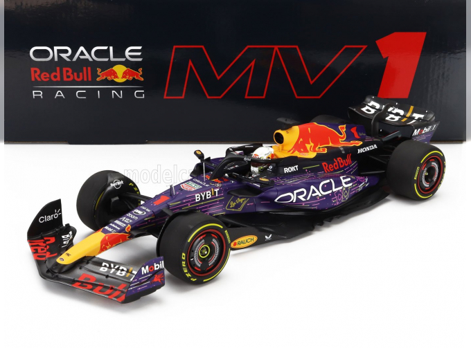 RED BULL F1  Rb19 Team Oracle Red Bull Racing №1 World Champion Winner Las Vegas Usa Gp (2023) Max Verstappen, Purple Yellow Red