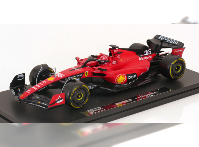 FERRARI F1 Sf-23 Team Scuderia Ferrari N 16 Season 2023 Charles Leclerc - Con Vetrina - With Showcase - Exclusive Carmodel, Red Black