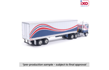 FORD CL 9000 with Vintage Trailer (1976), blue/red/white