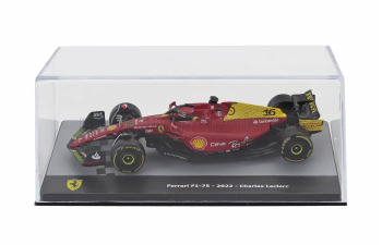 FERRARI F1-75 Scuderia Ferrari №16 Pole Position And 2nd Monza Italy Gp (2022) Charles Leclerc - Con Vetrina - With Showcase, Red Yellow