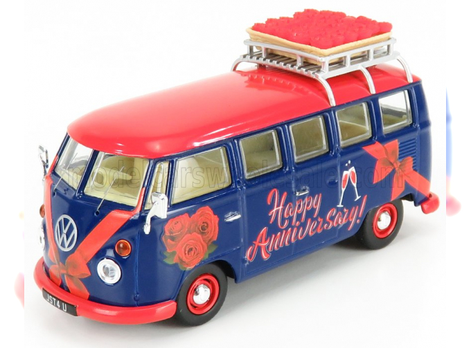 VOLKSWAGEN T1 Minibus Happy Anniversary 1961, Blue Red