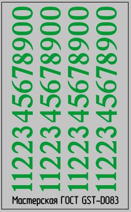 Набор декалей трамвайных парковых номеров Магнитогорск зеленые