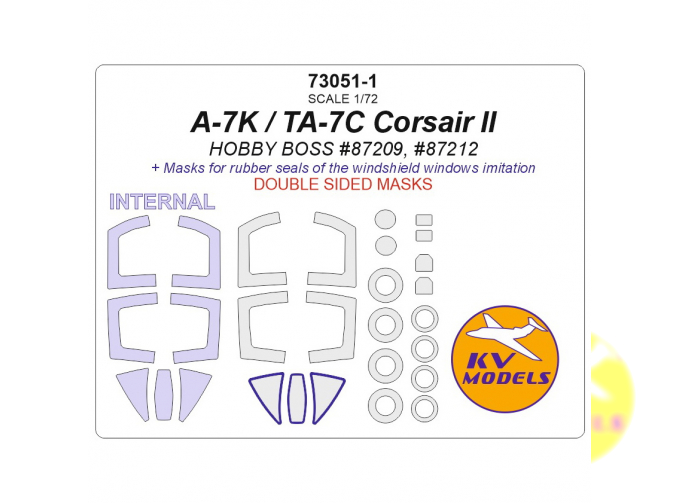 Маска окрасочная двухсторонняя A-7K / TA-7C Corsair II (HOBBYBOSS #87209, #87212) + маски на диски и колеса