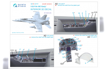 3D Декаль интерьера кабины F/A-18C Early (Academy) (малая версия)