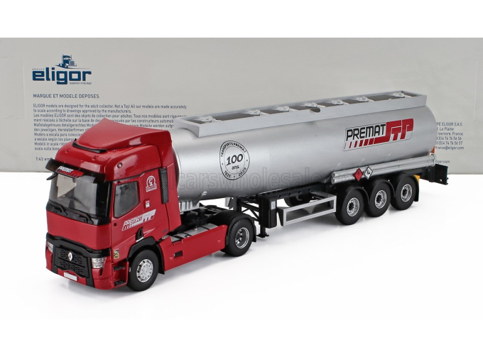 RENAULT T480 Tanker Truck Premat Transports (2021), Red Silver
