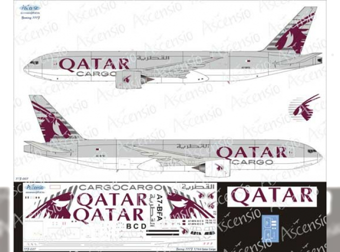 Декаль на самолет боенг 777F (Qatar CARGO)