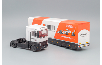 RENAULT Magnum Ae500 Car Transporter Team F1 Mclaren Honda Mp4/6 World Champion Season (1991), White Black Orange