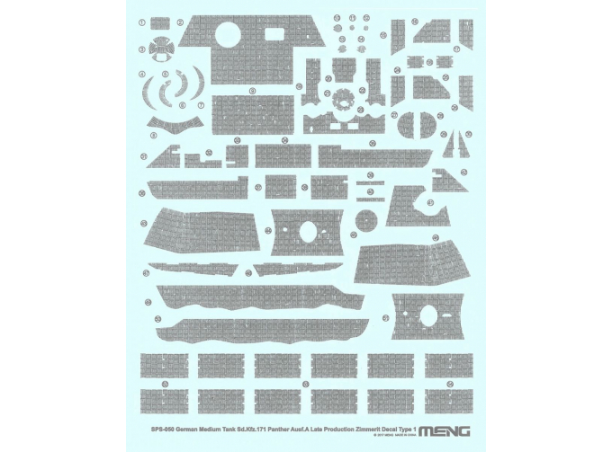 Декаль Циммерит для немецкого среднего танка Sd.Kfz.171 Panther Ausf.A поздних серий