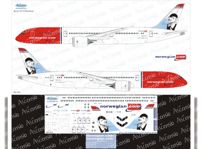 Декаль на самолёт боенг 787-9 (Norwegian)