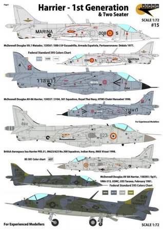 Декаль Harrier - 1st Generations & Two Seater (Spain, Thailand, India, USA - 6 Markings)