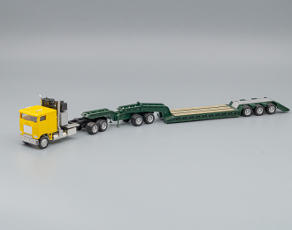 FREIGHTLINER FLB COE Tractor / Heavy Equipment Trailer with Jeep Trailer, yellow
