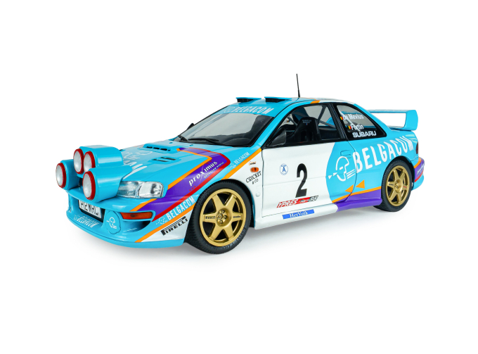 SUBARU Impreza WRC99 Team Belgacom (Night Version) #2 4th Rally Belgium Westhoek Ypres 1998 Jean Marc Fortin - Gregoire De Mevius, blue / white
