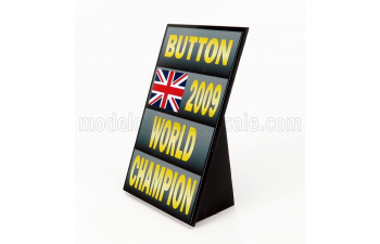 ACCESSORIES F1 World Champion Plate Pit Board - Brawn Gp Mercedes Bgp001 №22 Season 2009 Jenson Button, Grey Black Yellow