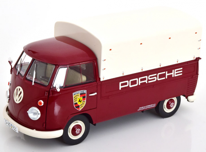 VOLKSWAGEN T1 Pritsche Porsche Service (1950), dark red / white