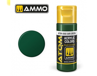 Краска акриловая ATOM COLOR Тёмно-зелёный / Dark Green, 20мл