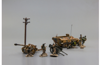 Диорама Sd. Kfz. 251/1 с пушкой 75mm PaK 40 и комплектом фигурок