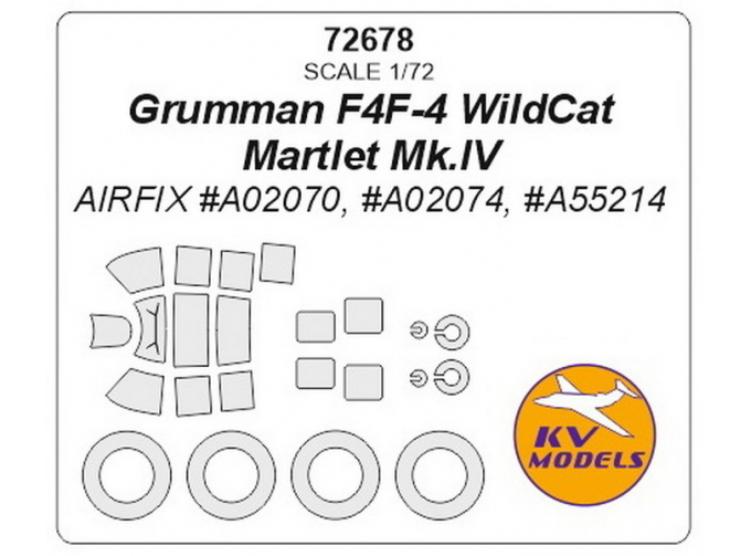 Маска окрасочная для Grumman F4F-4 WildCat / Martlet Mk. IV + маски на диски и колеса (Airfix)