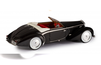 DELAGE D6-70 cabriolet top down (1939) , black