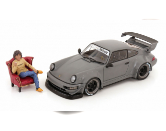 PORSCHE 911 RWB with figurine Akira Nakai (2024), matt-grey