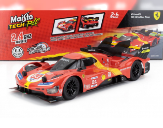 FERRARI 499p 3.0l Turbo V6 Team Ferrari Af Corse №51 Winner 24h Le Mans (2023) Alessandro Pier Guidi - James Calado - Antonio Giovinazzi, Red Yellow
