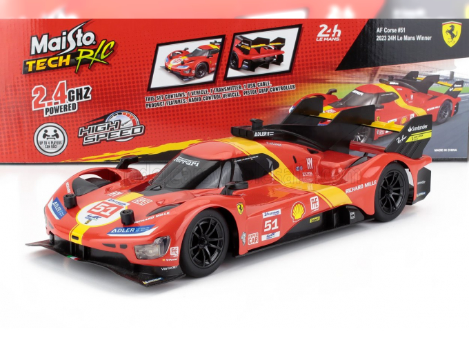 FERRARI 499p 3.0l Turbo V6 Team Ferrari Af Corse №51 Winner 24h Le Mans (2023) Alessandro Pier Guidi - James Calado - Antonio Giovinazzi, Red Yellow