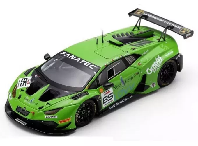 LAMBORGHINI Huracan Gt3 Evo 2 Team Grt Grasser №85 Winner Silver Cup 24h Spa (2023) C.schmid - B.hites - G.van Berlo, Green Black