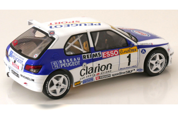 PEUGEOT 306 Maxi N 1 2nd Rally Montecarlo (1996) Francois Delecour - Herve Sauvage, White Blue