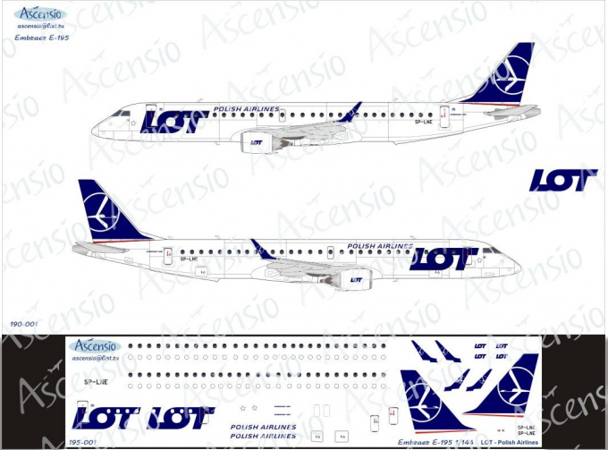 Декаль на самолет Embraer 195 (LOT — Polish Airlines)