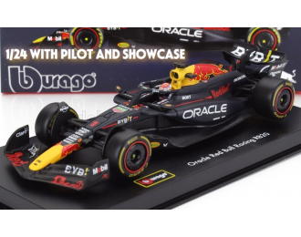 RED BULL F1 Rb20 Team Oracle Red Bull Racing №1 World Champion Season (2024) Max Verstappen - With Pilot And Showcase, Blue Yellow Red