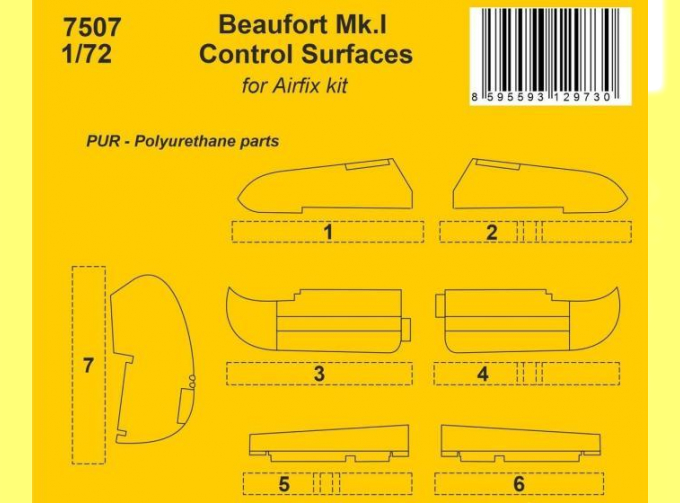 Beaufort Mk.I Control Surfaces / for Airfix kit