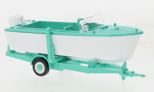 Прицеп с лодкой, бирюзовый / белый