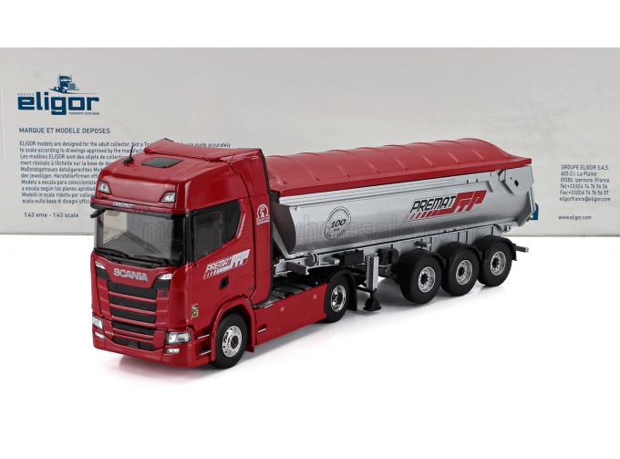 SCANIA S500 Truck Cassone Ribaltabile Premat Transports (2021), Red Silver