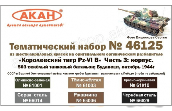 Набор акриловых красок «Королевский тигр Pz-VI B» Часть 3: корпус. 503 тяжёлый танковый батальон