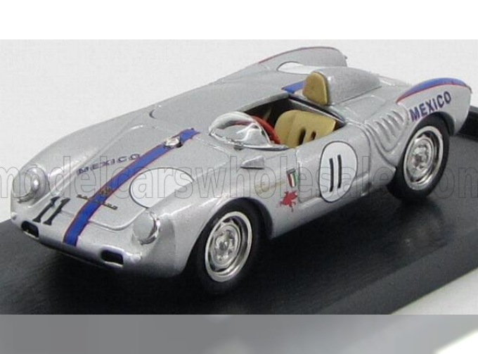 PORSCHE 550a Rs Spider №11 Riverside Mexico (1957) Ricardo Rodriguez, Silver Blue