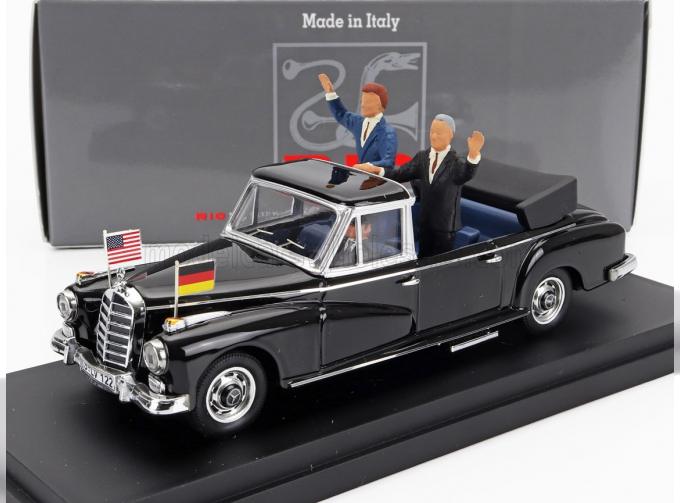 MERCEDES-BENZ 300d (w189) Cabriolet Open (1963) With Konrad Adenauer And John Fitzgerald Kennedy Figures, Black