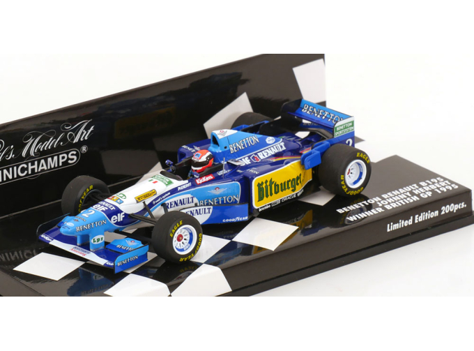 BENETTON F1 B195 Team Mild Seven Renault №2 Winner British Gp (1995) Johnny Herbert, Blue Yellow