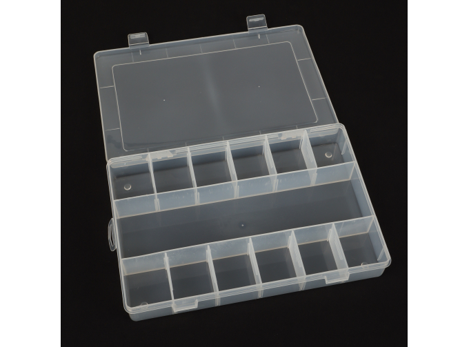 Прозрачный пластиковый ящик для хранения 26.5х17х4см