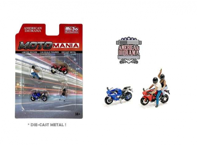 Moto Mania Figure set including 2 1/64 bikes