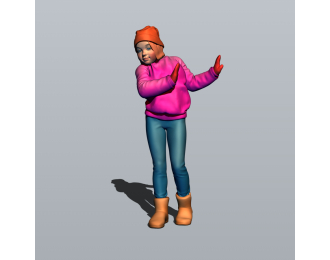 Фигура Девочка уклоняется от снежков (масштаб 1:24), окрашенная