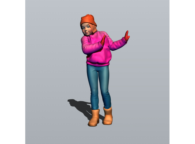 Фигура Девочка уклоняется от снежков (масштаб 1:24), окрашенная