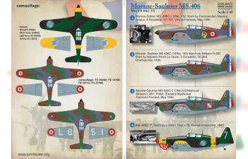 Набор декалей Morane-Saulnier MS.406 Wet decal