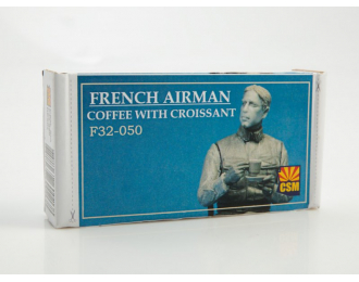 Сборная модель Фигура Французский летчик с чашкой кофе в руках и круассаном
