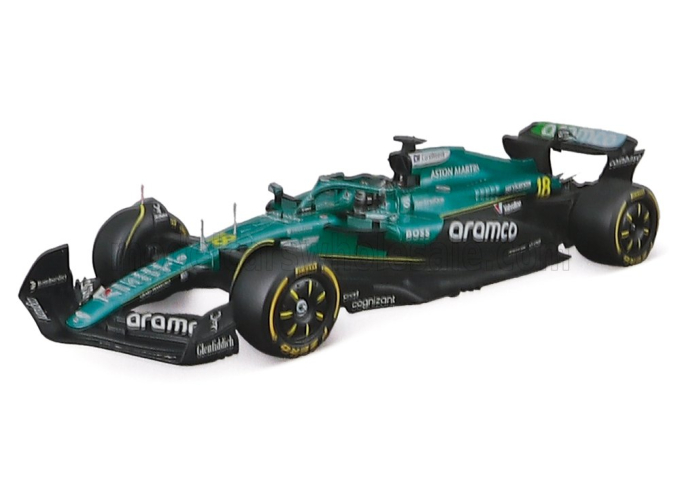 ASTON MARTIN F1 AMR 25 Team Aramco Cognizant №18 season (2025) Lance Stroll - with pilot and showcase