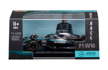 MERCEDES-BENZ GP F1 W16 Team Amg Petronas Motorsport №63 Season (2025) George Russell - With Pilot And Showcase, Black Silver Green