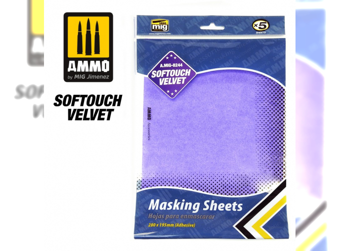 Softouch Velvet Masking Sheets (x5 sheets, 280mm x 195mm, adhesive)