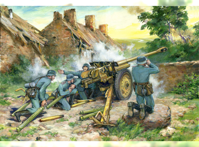 Сборная модель 7,62 cm Pak 36 (r) с германский составом (4 фигуры)